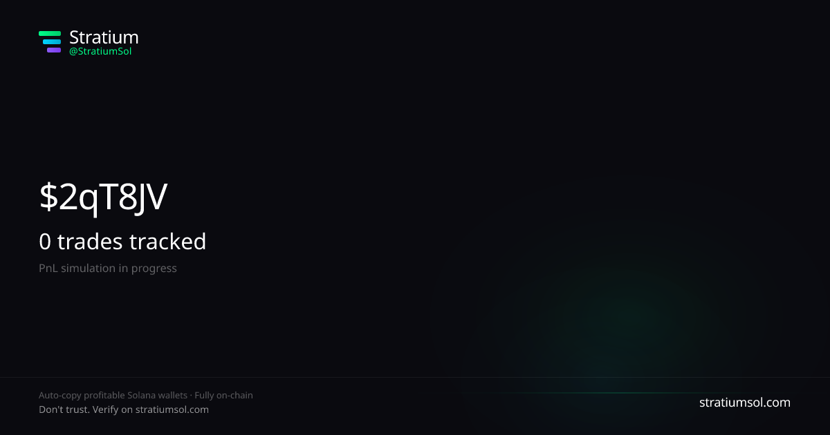 2qT8JVot copy trading performance on Stratium — 543 trades, 100% win rate, +121066454.87 SOL PnL