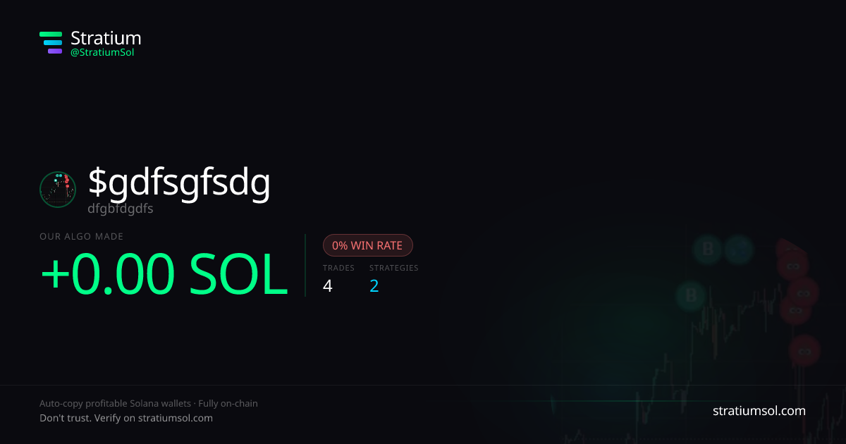 gdfsgfsdg copy trading performance on Stratium — 4 trades, 0% win rate, -0.00 SOL PnL