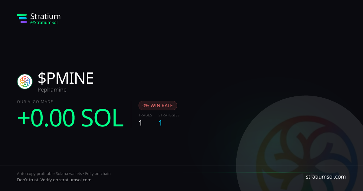 PMINE copy trading performance on Stratium — 1 trades, 0% win rate, +0.00 SOL PnL
