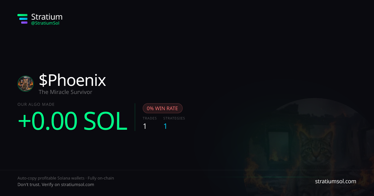 Phoenix copy trading performance on Stratium — 1 trades, 0% win rate, +0.00 SOL PnL