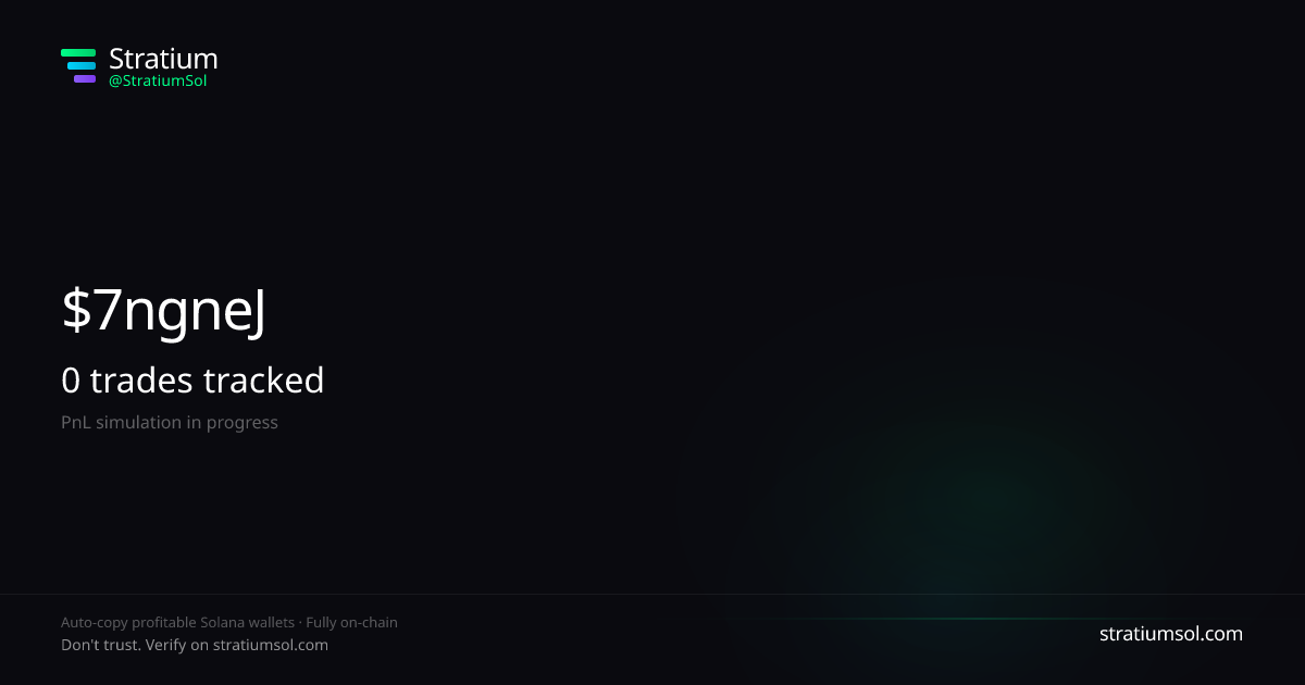 7ngneJcc copy trading performance on Stratium — 396 trades, 100% win rate, +43147917.94 SOL PnL