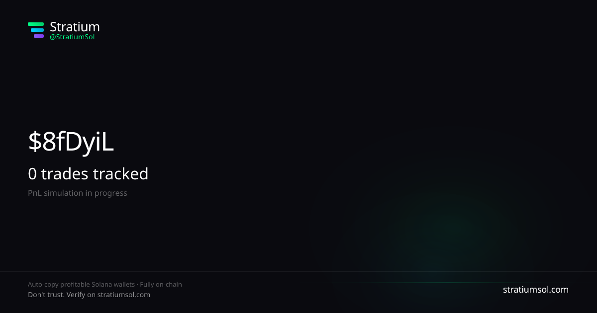 8fDyiLjP copy trading performance on Stratium — 18 trades, 100% win rate, +22637573.94 SOL PnL