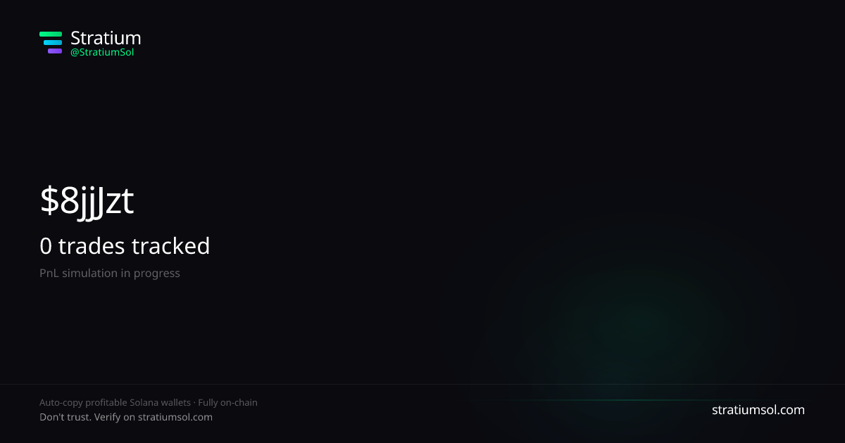 8jjJztqn copy trading performance on Stratium — 426 trades, 100% win rate, +46758586.01 SOL PnL