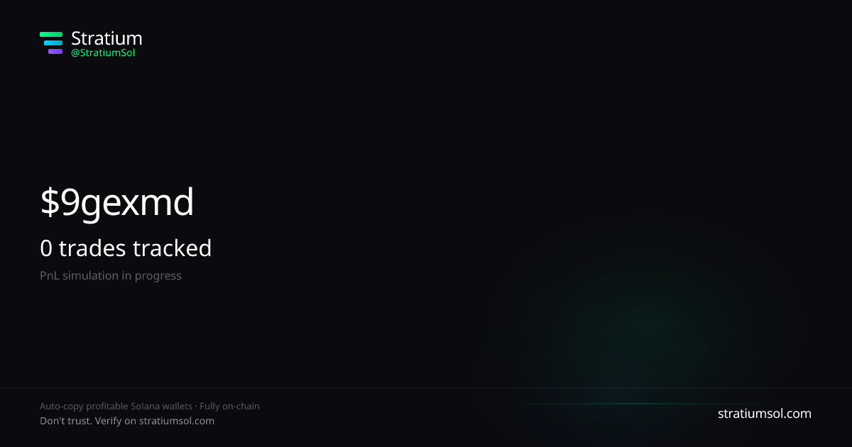 9gexmdsD copy trading performance on Stratium — 294 trades, 100% win rate, +71407875.20 SOL PnL