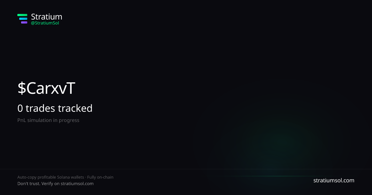 CarxvT3o copy trading performance on Stratium — 2 trades, 100% win rate, +142892.79 SOL PnL