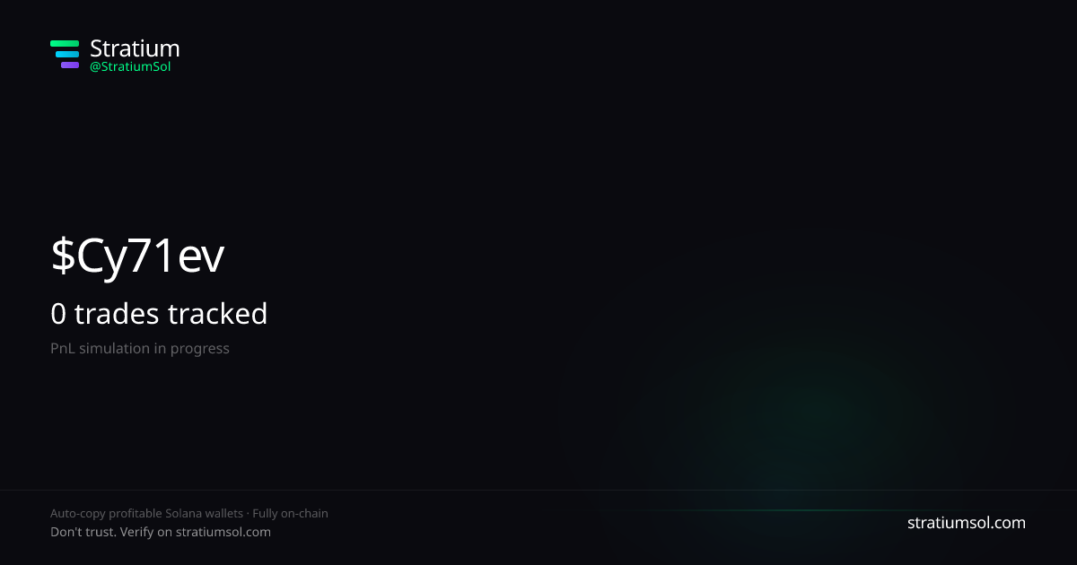 Cy71evfm copy trading performance on Stratium — 2 trades, 100% win rate, +155934.94 SOL PnL