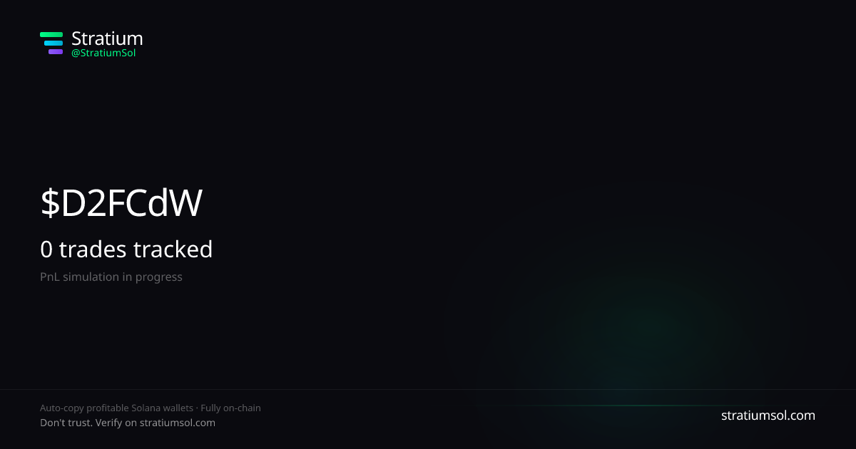 D2FCdW1V copy trading performance on Stratium — 153 trades, 100% win rate, +7720419.84 SOL PnL
