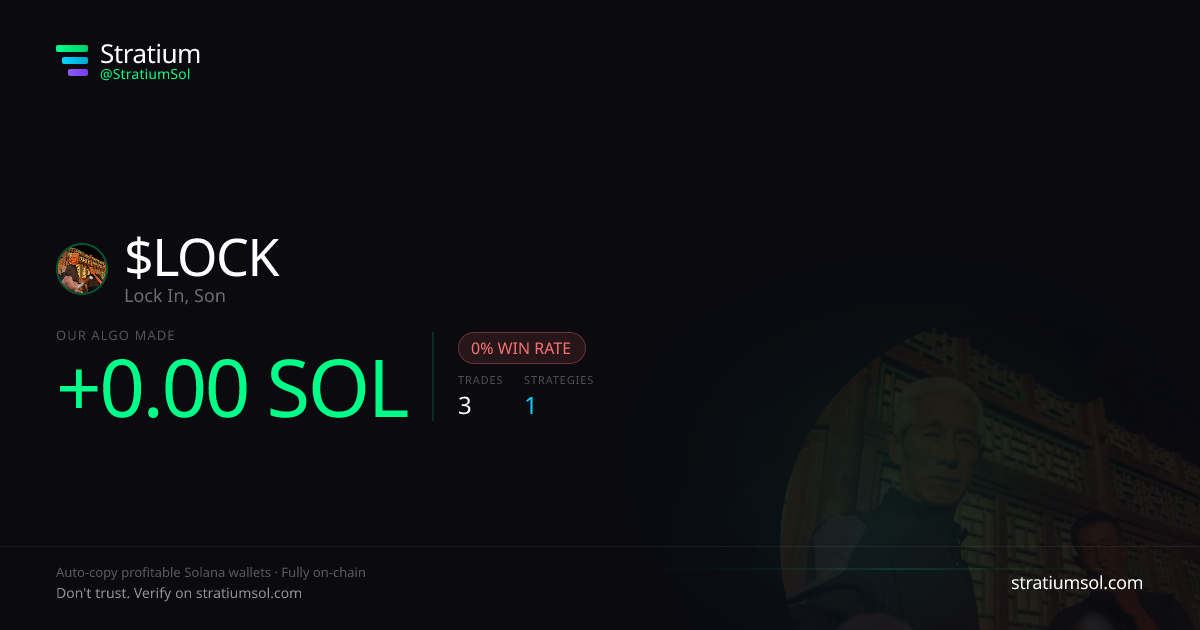 LOCK copy trading performance on Stratium — 3 trades, 0% win rate, -0.00 SOL PnL