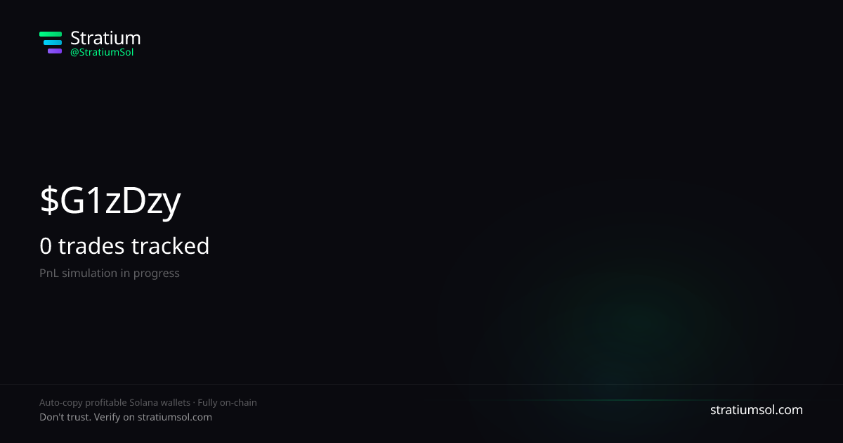 G1zDzyLY copy trading performance on Stratium — 8 trades, 100% win rate, +2713323.09 SOL PnL