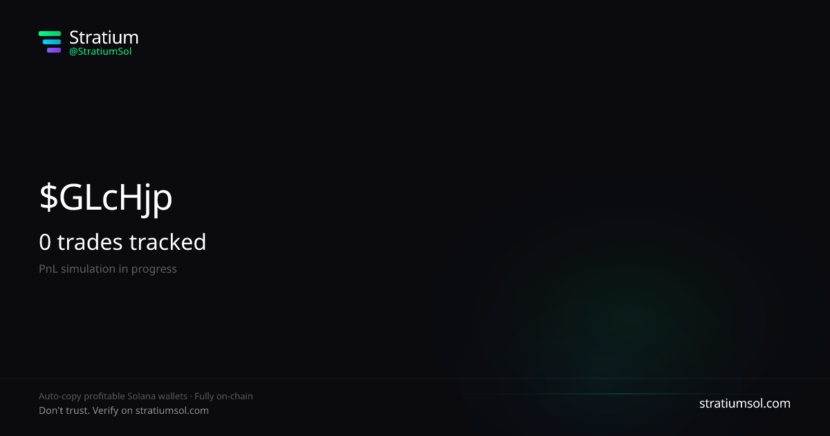 GLcHjpuZ copy trading performance on Stratium — 6 trades, 100% win rate, +74501887.49 SOL PnL