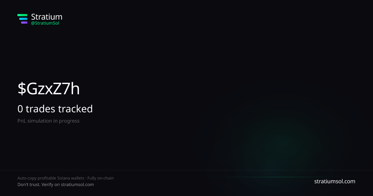 GzxZ7hu5 copy trading performance on Stratium — 5 trades, 100% win rate, +2088217.68 SOL PnL