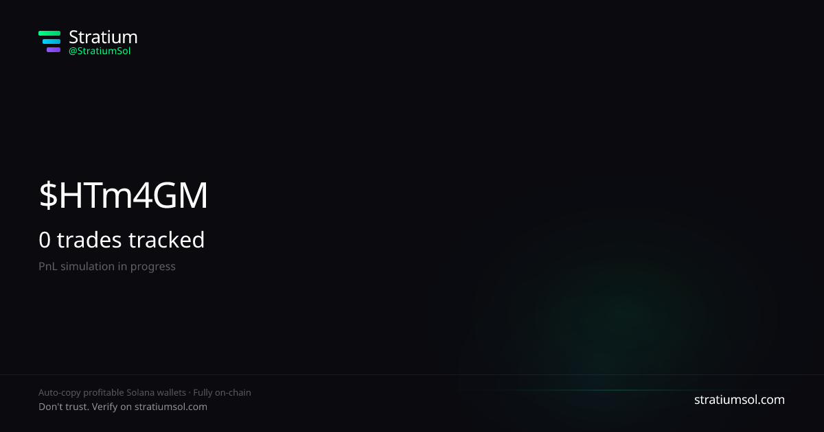 HTm4GMcE copy trading performance on Stratium — 8 trades, 100% win rate, +1402979.51 SOL PnL