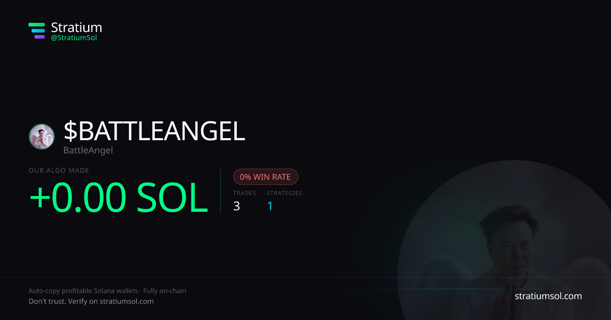 BATTLEANGEL copy trading performance on Stratium — 3 trades, 0% win rate, +0.00 SOL PnL
