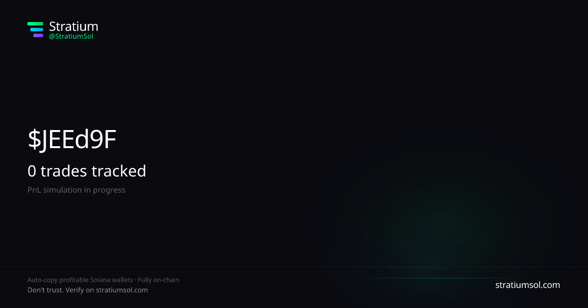 JEEd9FnM copy trading performance on Stratium — 42 trades, 100% win rate, +3234303.60 SOL PnL