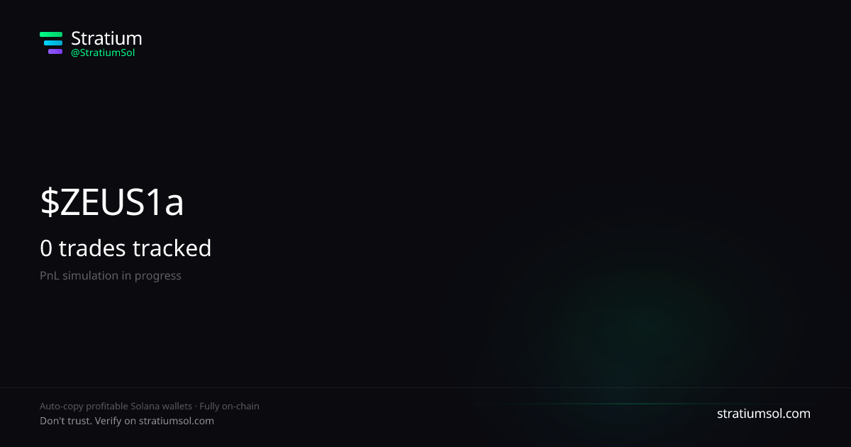 ZEUS copy trading performance on Stratium — 2 trades, 0% win rate, -0.05 SOL PnL